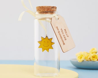 Message in a bottle, You Are My Sunshine keepsake Gift - Thinking of you Glass Bottle With Personalised Message For Mom- Gift For Mum