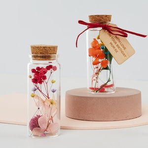 Geburtstagsgeschenk für Sie, Getrocknete Blumen Botschaft Flasche, personalisierte Geschenke, getrocknete BlumenGesteck Geschenk, Florales Geschenk für Sie, Geschenke für Sie