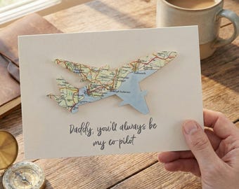 Aeroplane Map Father's Day Card, Custom Location Airplane - Personalised For Dad