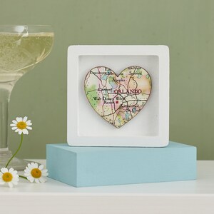 Romantic Gifts For Her, Custom Map Heart Print, Miniature Wall Art Frame, Personalised Valentine's Gift For A Girlfriend Or Wife image 7