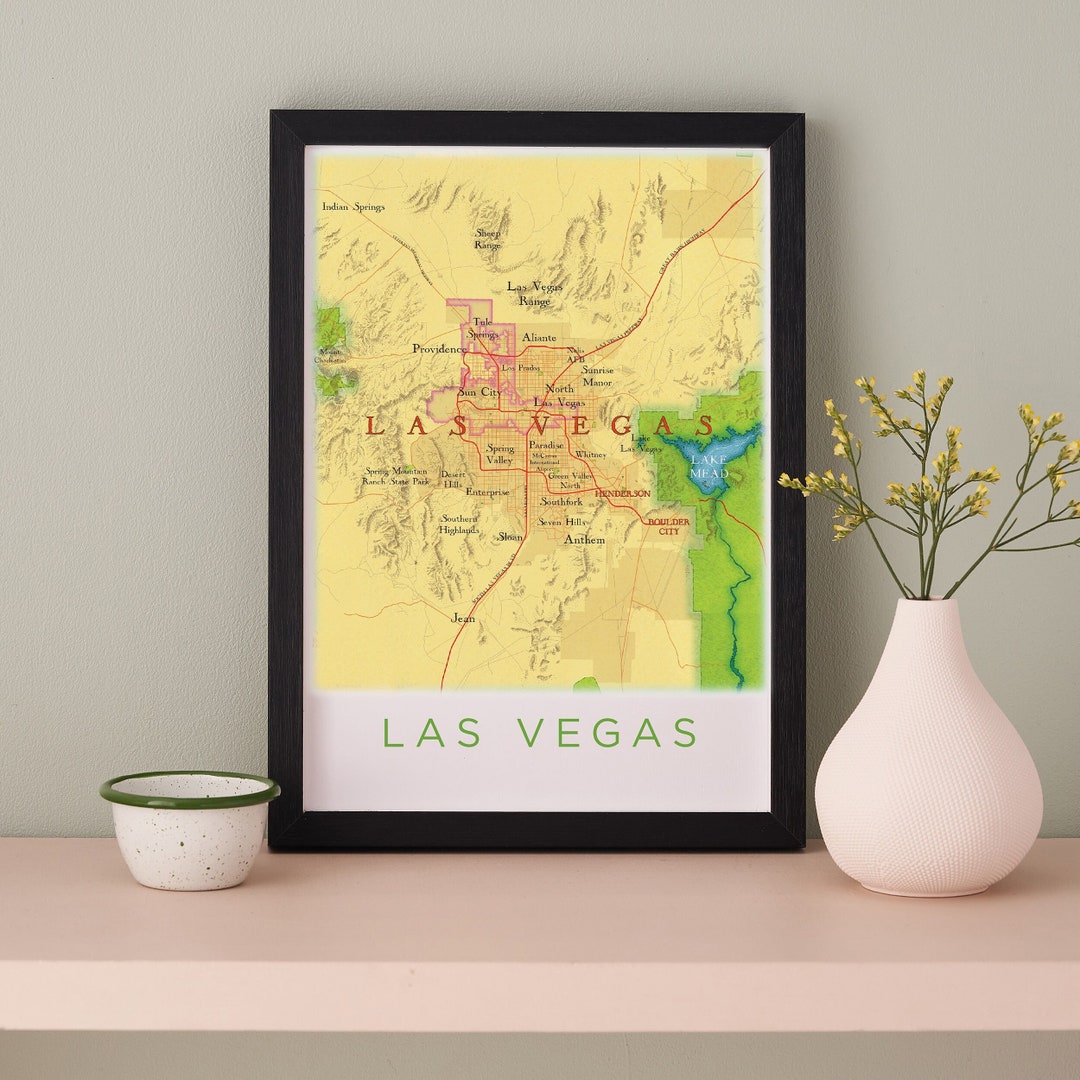 Map of Las Vegas, Las Vegas Poster Print, Las Vegas Navada, Wedding Anniversary Gift for A