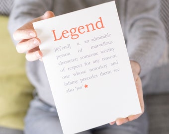 Retirement Card - Legend Definition - Congratulations Greeting Card For Colleague, Grandad, Grandfather Or Dad