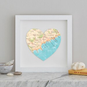 Cannes France Framed Map Heart Print, French wall art, Travel Gift for A Couple, Wedding Anniversary Gift