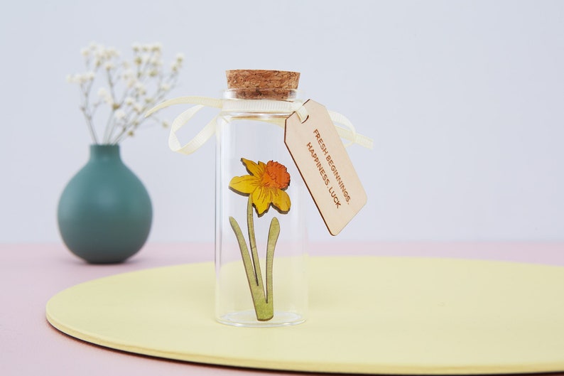 Fathers Day Gift, Garden Gift for Dad, Thank You For Helping Me Grow Daffodil Message Bottle, Flower Gift For Dad, Gift For Him image 1