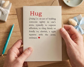 Hug In The Post, Personalised Definition Greeting Card