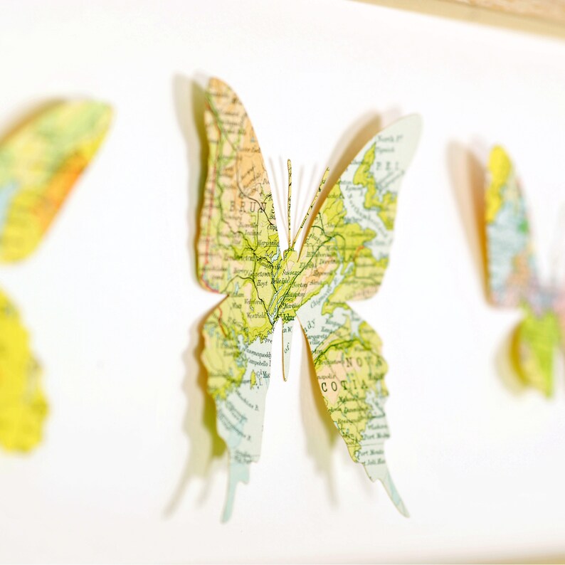 Paper Cut Butterfly Wall Art Custom Map Wall Art Butterflies - Etsy