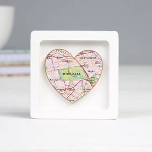 Romantic Gifts For Her, Custom Map Heart Print, Miniature Wall Art Frame, Personalised Valentine's Gift For A Girlfriend Or Wife image 6