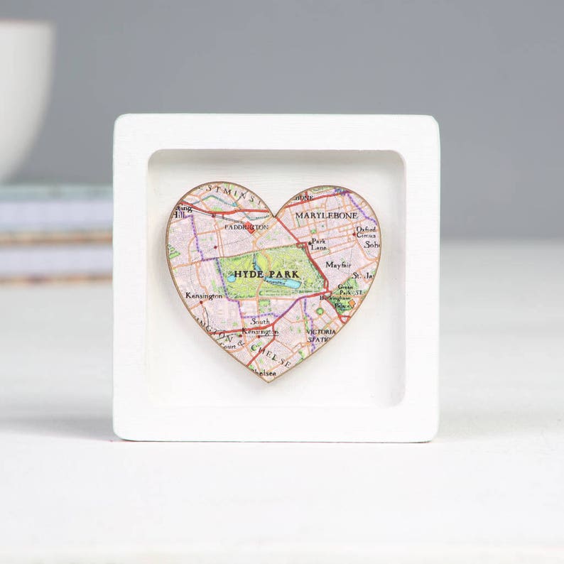 Romantic Gifts For Her, Custom Map Heart Print, Miniature Wall Art Frame, Personalised Valentine's Gift For A Girlfriend Or Wife image 6