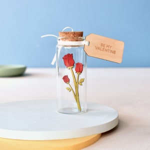 Valentine's Gift for Her, Bunch of Red Roses Message Bottle, Personalised Romantic Message Gift for wife, Anniversary Love Token