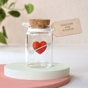 Romantic Gift For Her, Message Bottle Keepsake, Valentines Girlfriend Gift, Personalised Anniversary Gift For Wife, Personalised Heart Token
