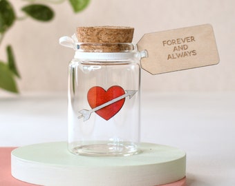 Romantic Gift For Her, Message Bottle Keepsake, Valentines Girlfriend Gift, Personalised Anniversary Gift For Wife, Personalised Heart Token