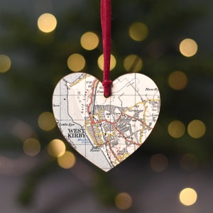 Christmas Ornament, Custom map heart Keepsake, Tree Decoration, Christmas Gifts, Custom map Bauble, Personalised Gifts image 2