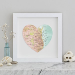 Brisbane, queensland Australia Map Print - framed wedding Anniversary gift - Gift for a couple - Custom map heart gift -First anniversary