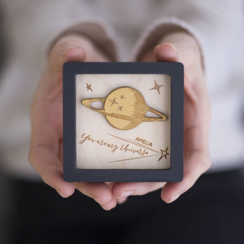 Miniature Wall Art Frame You Are My Universe Personalised Natural and black