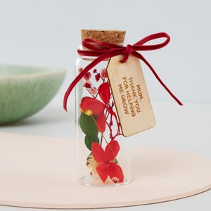 Personalisiertes Getrocknetes Blumen Geschenk, Getrocknetes BlumenGesteck Geschenk, Blumen Geschenk für Sie, Botschaft Flasche für Mama, Geschenk für Sie