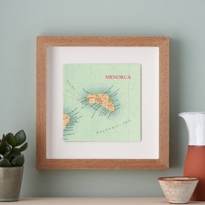 Menorca Map Print, Menorca Spain Wall Art, Map Heart print, Personalised Wedding Anniversary Gift, Gift For Her, Travel Themed Gift image 1