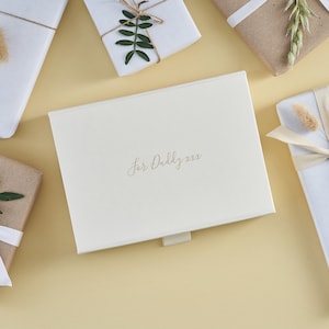 gepersonaliseerde geschenkdoos, luxe gepersonaliseerde witte doos, gegraveerd alle gelegenheid bericht cadeauverpakking doos, aandenken kaart opbergdoos