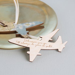 Gifts For Him, Airplane Ornament, Custom Map Aeroplane Decoration, Pilots gift for Him, Personalized Airplane Christmas Ornament, Tree Decor image 7