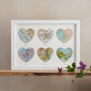 Custom Map heart Print gift - Paper wedding anniversary gift for Husband wife or couple - personalized map print gift
