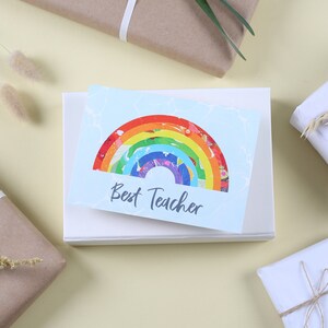 Danke Lehrer Karte Pack, Regenbogen Lehrer Karte, personalisierte Karte für Lehrer, Lehrer Namen Geschenk, Klassenzimmer Lehrassistent