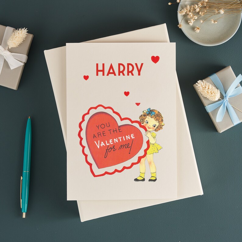 Valentines Day Card, Personalised Valentine's Card for him, Personalised Retro Kitsch Card, Romantic Valentines, Boyfriend Husband card image 1