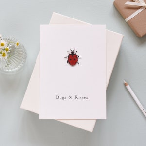Personalised Love Bug Valentines Day Card, Luxury Ladybird Card, ladybug Valentine's card, Romantic Card For Her, 3D Papercut Card image 1