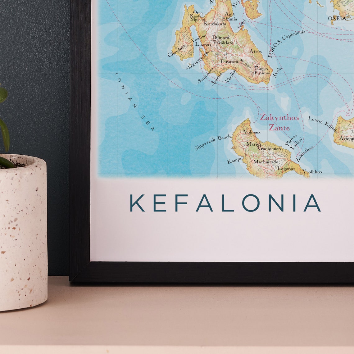Kefalonia Map.pdf Kefalonia Map Print Poster, Kefalonia Greece Map Gift, Wall Art Gift ...