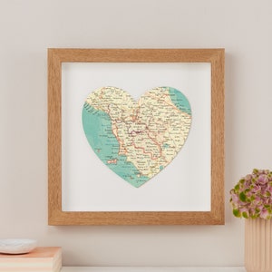 Toskana Karte Herz Wand Kunst, Italien Karte Druck Geschenk, personalisierte Hochzeitstag Geschenk für ein Paar