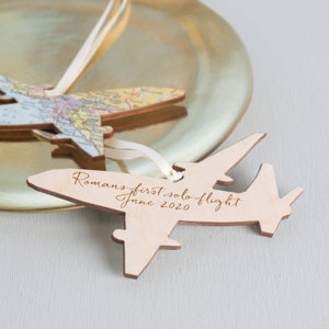 Gifts For Him, Airplane Ornament, Custom Map Aeroplane Decoration, Pilots gift for Him, Personalized Airplane Christmas Ornament, Tree Decor image 2