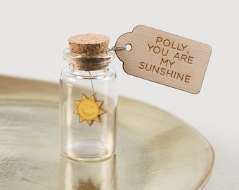 Mum You Are My Sunshine Mothers Day keepsake Gift , Thinking of you Glass message Bottle Personalised For Mom, Gift For Mum or Grandma