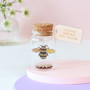 Personalisierte Hummel Biene Geburtstagsgeschenk, Kleines Mädchen Geburtstagsgeschenk, Andenken Geschenk, Botschaft Flasche Ornament, personalisierte Biene Geschenke für Kinder