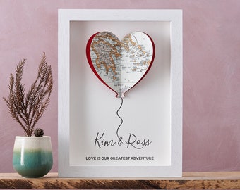 Custom map balloon Print Valentine's gift - Personalized gift for husband wife or couple - Romantic gift