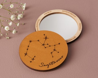 Compact Pocket Mirror Custom Zodiac - Personalised Birthday Gift For Wife,  Girlfriend Or Best Friend - Romantic Gift For Her