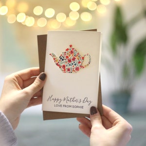 Cartão de felicitações do dia das mães com estampa Liberty - cartão personalizado de luxo para mamãe ou mamãe - cartão de felicitações de aniversário personalizado para ela