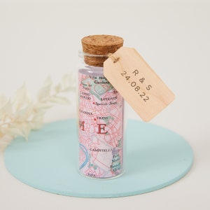 Verlobungsgeschenk, Personalisierte Karte Botschaft Flasche, Romantisches Andenken, Botschaft Flasche Ornament, Weltkarte Geschenk, Andenken Geschenk für Sie oder Ihn
