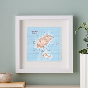 Ibiza gerahmte Karte Druck, Hochzeitstag Geschenk für ein Paar, Ibiza Karte Wandkunst