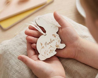 Bunny Rabbit Hanging Ornament, Easter Decoration, For a Girl or Boy, Personalised Pet memorial Keepsake