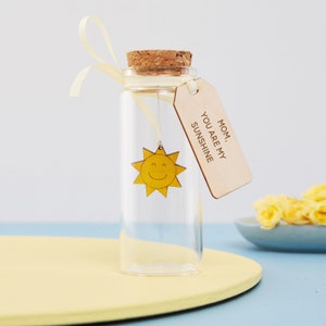 Gift for Mom, Message in a bottle, You Are My Sunshine keepsake Gift - Thinking of you Glass Bottle With Personalised Message For Mom