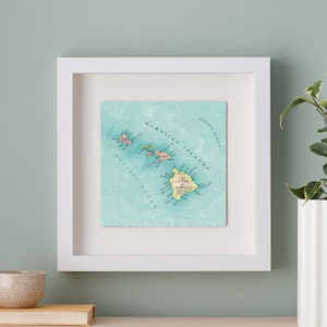 Hawaii Karte Drucken, Hawaiianische Inseln Karte, Wand Kunst Dekor, Südpazifische Inseln Karte, Hochzeitsjubiläum Geschenke, Romantisches Paar Geschenke