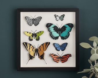 Gift for Mom, Wall art Mother's Day gift, Hand painted paper cut butterfly framed wall art - 3D Butterfly Wall Art - Gift For Her