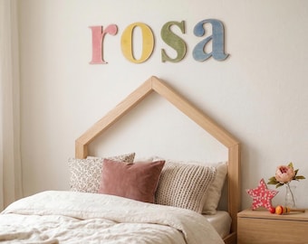 Children's Wall Name Sign, Hand Painted Bedroom Wall Letters, Colourful Personalised Wall Art