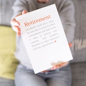 Retirement Definition greetings card - congratulations on retiring greeting card - Blank card