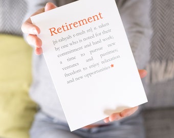 Retirement Definition greetings card - congratulations on retiring greeting card - Blank card