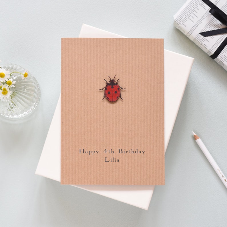 Personalised Love Bug Valentines Day Card, Luxury Ladybird Card, ladybug Valentine's card, Romantic Card For Her, 3D Papercut Card image 5