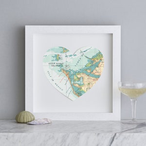 Anna Maria Island Karte Druck, Individuelles Wanddekor, Karte Herz Druck, Benutzerdefinierter Kartendruck, Fertig zum Aufhängen