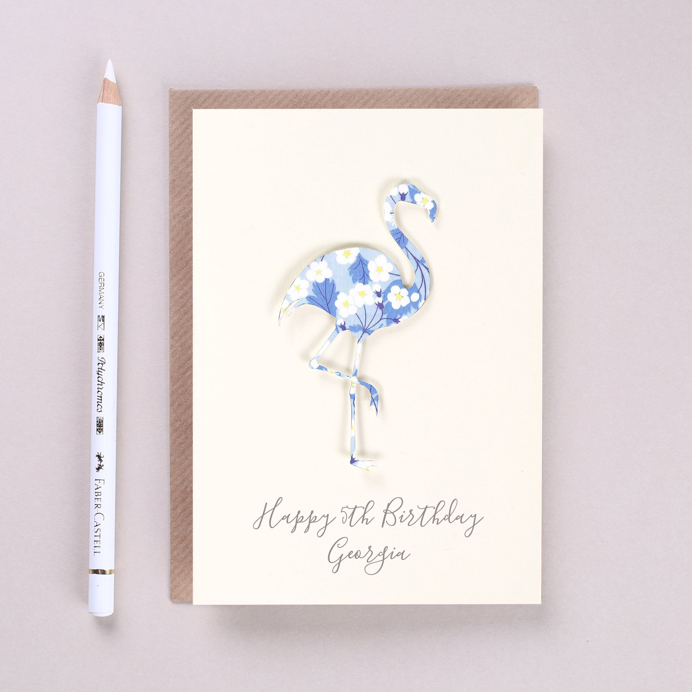 Flamingo Birthday Card Personalised Liberty Print Kids | Etsy