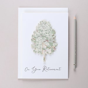 Carte personnalisée Emplacement Oak Tree Retirement Greetings Card, Happy Retirement Card, Colleague Leaving Card, Félicitations pour votre retraite