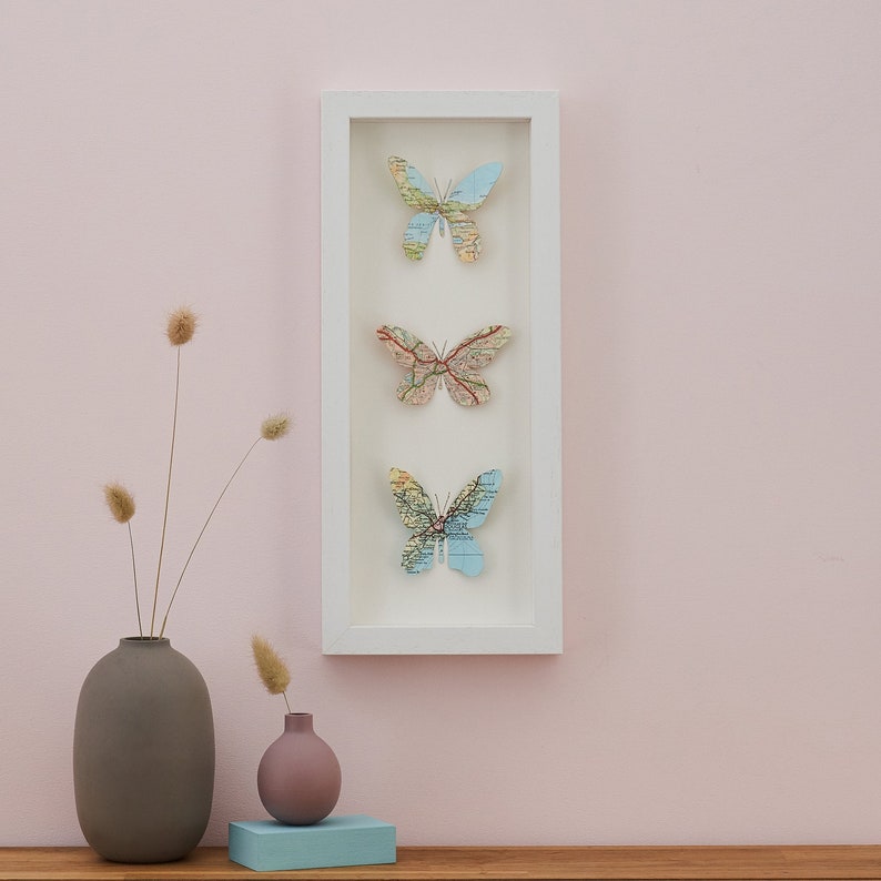 Paper Cut Butterfly Wall Art Custom Map Wall Art Butterflies - Etsy