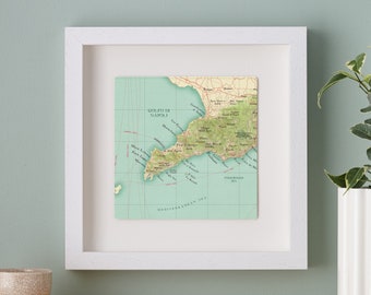 Amalfi Coast Map Print, Wall Art Couples Gift, Unique Wedding Anniversary Gift