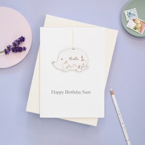 Carte d’anniversaire souvenir hérisson, cadeau et carte souvenir, carte d’anniversaire personnalisée pour enfants, décoration suspendue